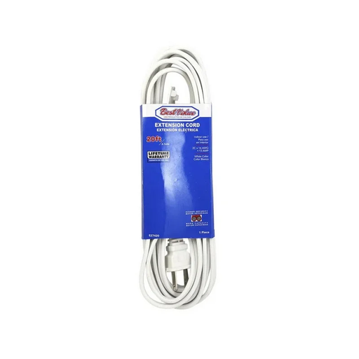 [BV E27620] 20ft WHITE INDOOR EXTENSION CORD UL