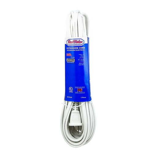[BV E27625] 25ft WHITE INDOOR EXTENSION CORD UL