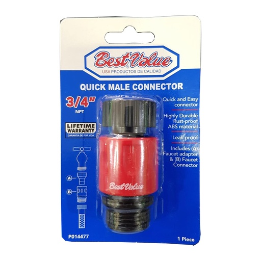 [BV P014477] 3/4'' MALE SNAP ON HOSE CONNECTOR