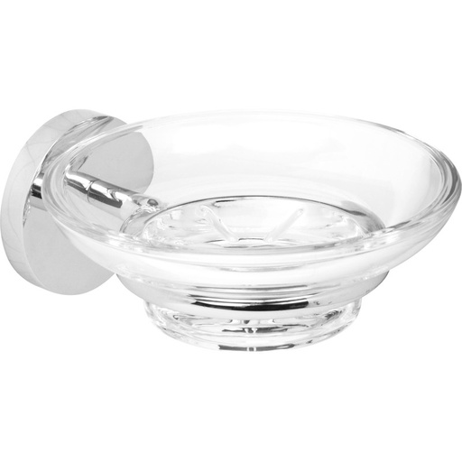 [BV P44219] CERAMIC SOAP DISH (GLASS & CHROME)