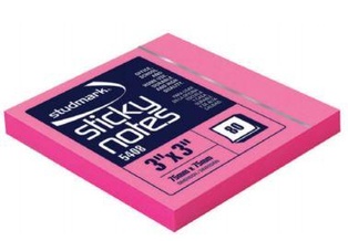 STICKY NOTES NEON 3" X3" PINK ST-05442P